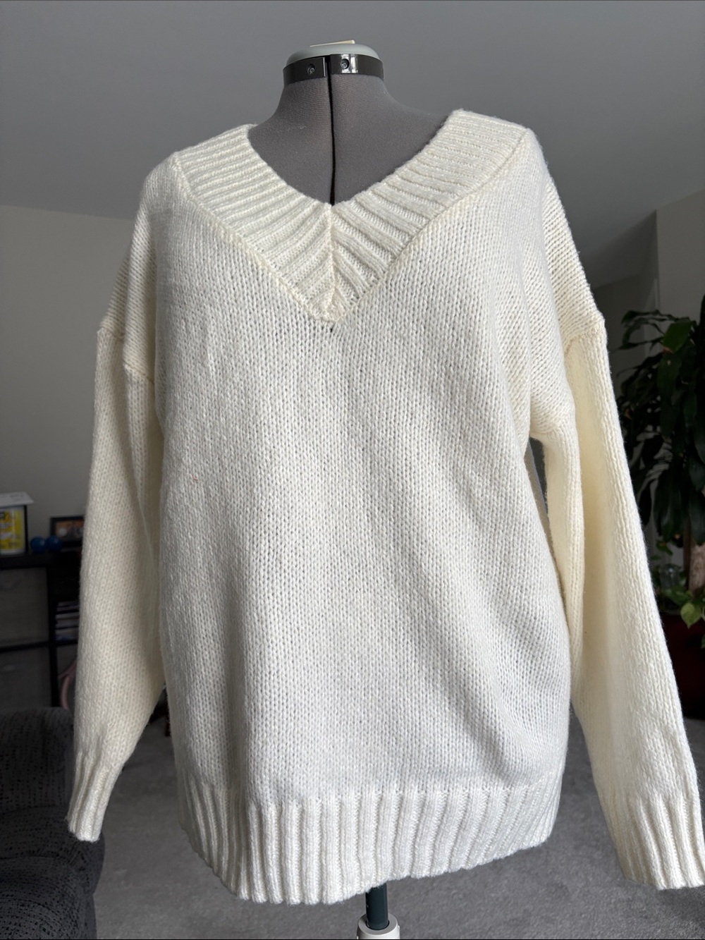 Pink Republic Cream V-Neck Women's Sweater